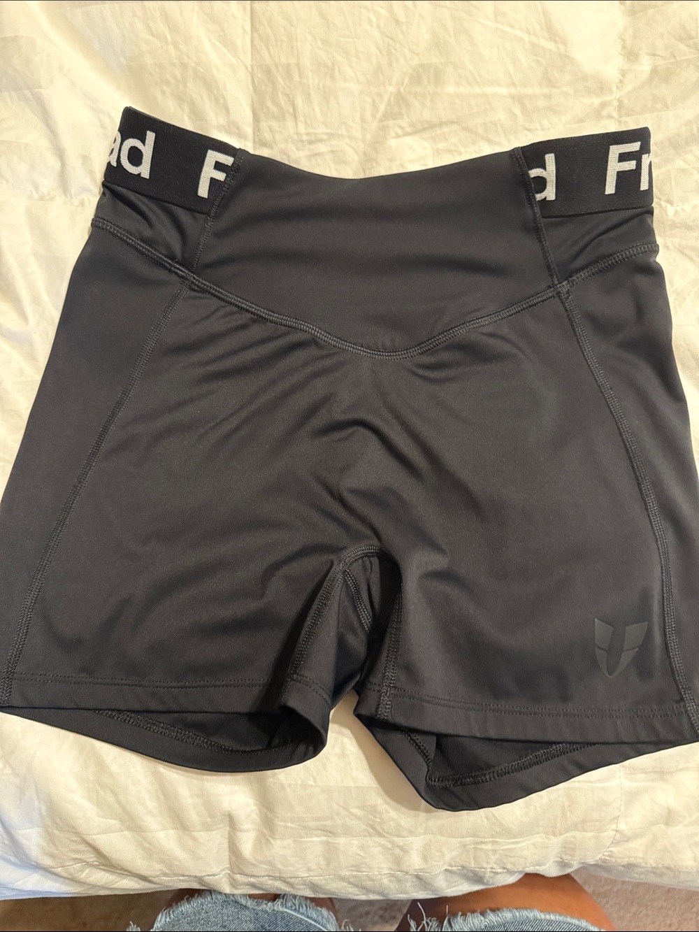 Black Women's Bike Shorts with Elastic Logo Waistband